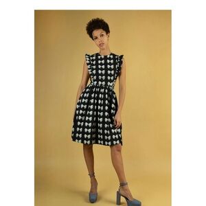 Batsheva Bow Print Pinafore dress